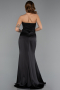 Long Black Satin Prom Gown ABU5417