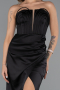 Long Black Satin Prom Gown ABU5417