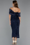Midi Navy Blue Beaded Party Dress ABK2461