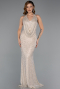 Long Beige Beaded Evening Dress ABU5403