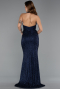 Long Navy Blue Beaded Evening Dress ABU5403