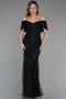 Long Black Beaded Formal Plus Size Dress ABU5742