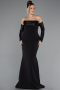 Long Black Mermaid Evening Gown ABU5421