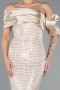 Long Beige Beaded Evening Dress ABU5434