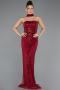 Long Burgundy Beaded Evening Dress ABU5438