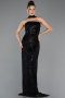Long Black Beaded Evening Dress ABU5438