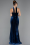 Long Navy Blue Velvet Evening Dress ABU5437
