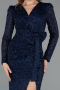 Midi Navy Blue Beaded Party Dress ABK2466