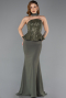 Long Olive Drab Chiffon Evening Dress ABU5457