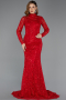 Long Red Dantelle Plus Size Engagement Dress ABU5472