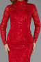 Long Red Dantelle Plus Size Engagement Dress ABU5472