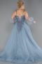 Dusty Blue Long Plus Size Engagement Dress ABU3822