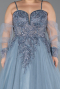 Dusty Blue Long Plus Size Engagement Dress ABU3822