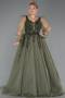 Long Olive Drab Plus Size Haute Couture Dress ABU4608