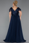 Navy Blue Long Plus Size Evening Dress ABU828