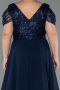 Navy Blue Long Plus Size Evening Dress ABU828