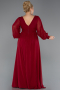 Burgundy Long Chiffon Oversized Evening Dress ABU1988