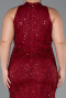 Burgundy Long Beaded Plus Size Evening Dress ABU5063
