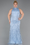 Light Blue Long Beaded Plus Size Evening Dress ABU5063