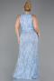 Light Blue Long Beaded Plus Size Evening Dress ABU5063