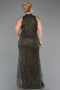 Dark Khaki Long Beaded Plus Size Evening Dress ABU5063