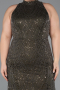 Dark Khaki Long Beaded Plus Size Evening Dress ABU5063