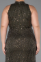 Dark Khaki Long Beaded Plus Size Evening Dress ABU5063