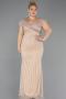 Long Beige Stony Plus Size Evening Dress ABU5439