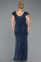 Long Navy Blue Stony Plus Size Evening Dress ABU5439