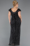 Long Black Stony Plus Size Evening Dress ABU5439