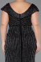 Long Black Stony Plus Size Evening Dress ABU5439
