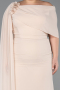 Long Beige Chiffon Plus Size Evening Dress ABU5419
