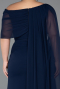 Long Navy Blue Chiffon Plus Size Evening Dress ABU5419