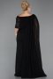 Long Black Chiffon Plus Size Evening Dress ABU5419