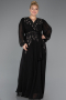 Long Black Chiffon Plus Size Evening Gown ABU5360