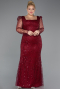 Burgundy Long Beaded Plus Size Engagement Dress ABU4761