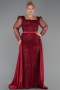 Burgundy Long Beaded Plus Size Engagement Dress ABU4761