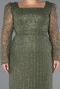 Long Olive Drab Beaded Plus Size Evening Dress ABU5433