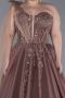 Light Brown Embroidered Long Plus Size Haute Couture Dress ABU4467
