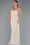 Long Beige Beaded Evening Dress ABU5477
