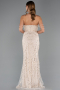 Long Beige Beaded Evening Dress ABU5477