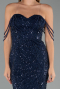 Long Navy Blue Beaded Evening Dress ABU5477
