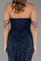 Long Navy Blue Beaded Evening Dress ABU5477