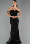 Long Black Beaded Evening Dress ABU5477