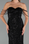 Long Black Beaded Evening Dress ABU5477