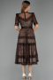 Brown Midi Dantelle Night Dress ABK1388