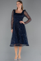 Midi Navy Blue Beaded Cocktail Dress ABK2469