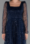 Midi Navy Blue Beaded Cocktail Dress ABK2469