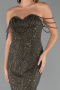 Long Olive Drab Beaded Evening Dress ABU5477