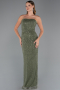 Long Olive Drab Beaded Evening Dress ABU5483